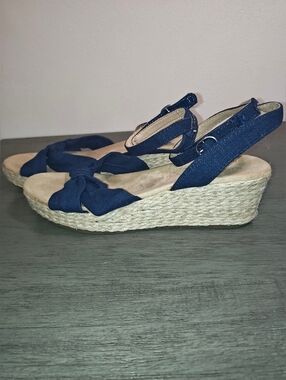 Kim Rogers Denim Wedge Sandal Wedge Sandals,Comfort Insole,Size 9M